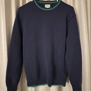 J. Crew Navy and Green Crewneck Sweater